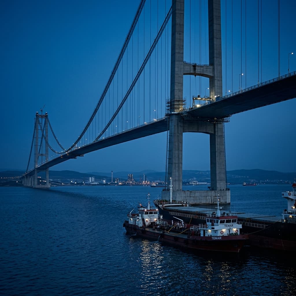 Osmangazi Köprüsü inşaatında deniz araçlarına ikmal